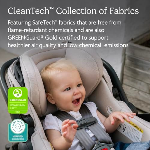 UPPAbaby Mesa V3 infant car seat with 25-position headrest and magnetic buckle holders